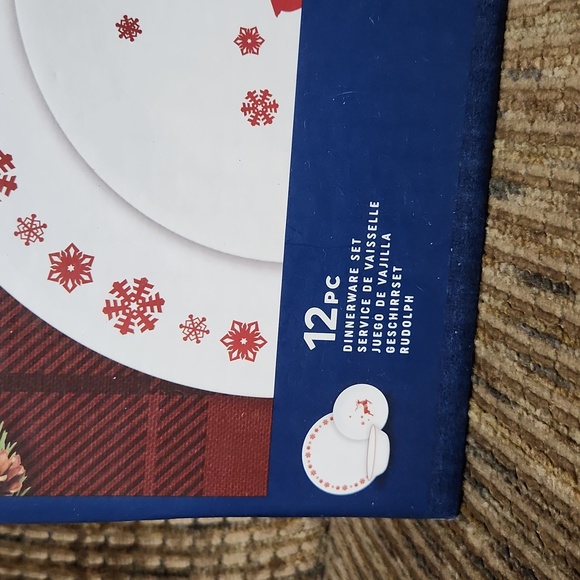 Corelle Winter Holiday Rudolph 12 Piece Dinnerware Set Christmas Winter New Year - Picture 3 of 8